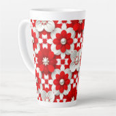 Lebendiges Rot-Weiß-Blumenmuster mit Perle Milchtasse (Linke Ecke)