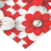 Lebendiges Rot-Weiß-Blumenmuster mit Perle Tischdecke (Schrägansicht)