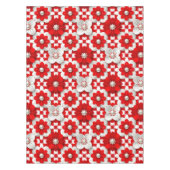 Lebendiges Rot-Weiß-Blumenmuster mit Perle Tischdecke (Vorderseite)