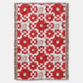 Lebendiges Rot-Weiß-Blumenmuster mit Perlen Decke (Vorderseite Vertikal)