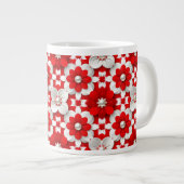 Lebendiges Rot-Weiß-Blumenmuster mit Perlen Jumbo-Tasse (Vorderseite Rechts)