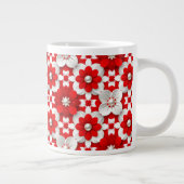 Lebendiges Rot-Weiß-Blumenmuster mit Perlen Jumbo-Tasse (Rechts)
