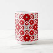 Lebendiges Rot-Weiß-Blumenmuster mit Perlen Kaffeetasse (Mittel)