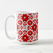 Lebendiges Rot-Weiß-Blumenmuster mit Perlen Kaffeetasse (Links)