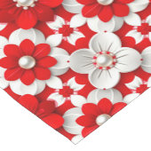 Lebendiges Rot-Weiß-Blumenmuster mit Perlen Kurzer Tischläufer (Ecke)