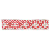 Lebendiges Rot-Weiß-Blumenmuster mit Perlen Kurzer Tischläufer (Horizontal)