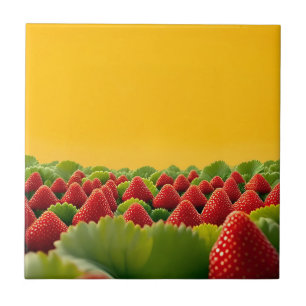 Lebendiges rotes Erdbeerfeld Fliese