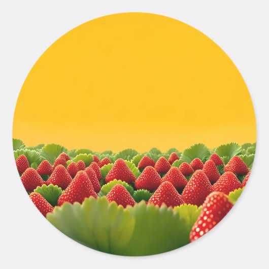 Lebendiges rotes Erdbeerfeld Runder Aufkleber (Vorderseite)