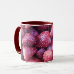 Lebendiges rotes Erdbeermuster Keramik-Kaffeetasse Tasse