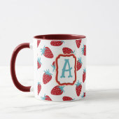 Lebendiges rotes Erdbeermuster Keramik-Kaffeetasse Tasse (Links)