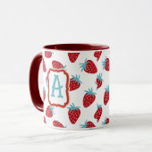 Lebendiges rotes Erdbeermuster Keramik-Kaffeetasse Tasse (Vorderseite Links)