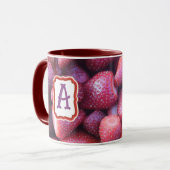 Lebendiges rotes Erdbeermuster Keramik-Kaffeetasse Tasse (Vorderseite Links)
