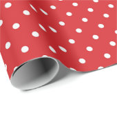 Lebendiges rotes Polka-Punkt-Musterdesign Geschenkpapier (Rolleneckpunkt)