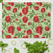 Lebendiges rotes Ranunculus-Blumenmuster Geschirrtuch (Gefaltet)