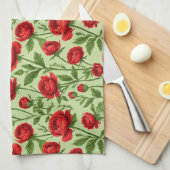 Lebendiges rotes Ranunculus-Blumenmuster Geschirrtuch (Viertel Falte)