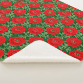 Lebendiges rotes Ranunculus-Blumenmuster Sherpadecke (3/4)