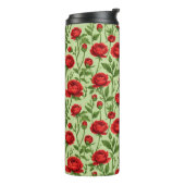 Lebendiges rotes Ranunculus-Blumenmuster Thermosbecher (Nach links gedreht)