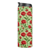 Lebendiges rotes Ranunculus-Blumenmuster Thermosbecher (Nach rechts gedreht)
