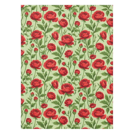 Lebendiges rotes Ranunculus-Blumenmuster Tischdecke (Vorderseite)