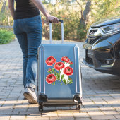 Lebendiges rotes Ranunculus-Blumenstrauß mit grüne Aufkleber (Koffer Insitu)