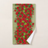 Lebendiges rotes Rosengarten-Blumenmuster Badhandtuch Set (Handtuch)