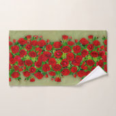 Lebendiges rotes Rosengarten-Blumenmuster Badhandtuch Set (Handtuch)