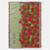 Lebendiges rotes Rosengarten-Blumenmuster Decke (Vorderseite Vertikal)
