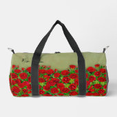 Lebendiges rotes Rosengarten-Blumenmuster Duffle Bag (Vorderseite)