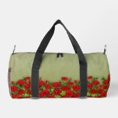 Lebendiges rotes Rosengarten-Blumenmuster Duffle Bag (Rückseite)