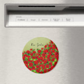 Lebendiges rotes Rosengarten-Blumenmuster Magnet (In Situ (Geschirrspüler))
