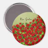 Lebendiges rotes Rosengarten-Blumenmuster Magnet (Vorderseite/Rückseite)