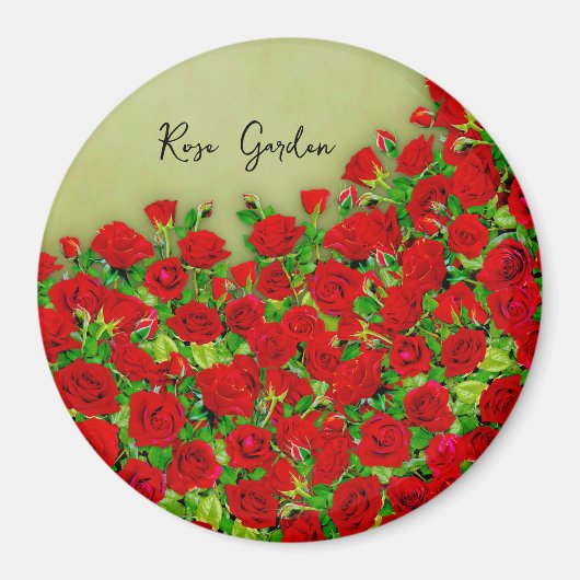 Lebendiges rotes Rosengarten-Blumenmuster Magnet (Vorne)