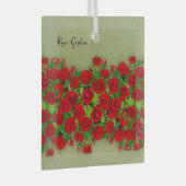 Lebendiges rotes Rosengarten-Blumenmuster Ornament Aus Glas (Vorderseite Rechts)