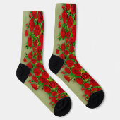 Lebendiges rotes Rosengarten-Blumenmuster Socken (Rechts)