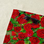 Lebendiges rotes Rosengarten-Blumenmuster Strandtuch (Beispiel)