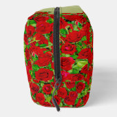 Lebendiges rotes Rosengarten-Blumenmuster Waschbeutel (Rechts)