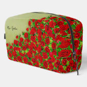 Lebendiges rotes Rosengarten-Blumenmuster Waschbeutel (Rechte Ecke)