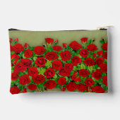 Lebendiges rotes Rosengarten-Blumenmuster Zubehörtasche (Rückseite)