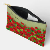 Lebendiges rotes Rosengarten-Blumenmuster Zubehörtasche (Offen)