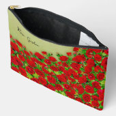 Lebendiges rotes Rosengarten-Blumenmuster Zubehörtasche (Offen)