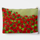 Lebendiges rotes Rosengarten-Blumenmuster Zubehörtasche (Rückseite)