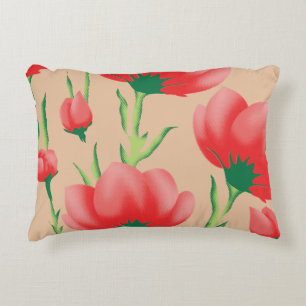 Lebendiges rotes Stoffdesign mit Blumenmuster Dekokissen