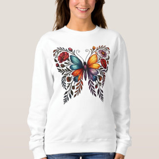 Lebendiges Schmetterlings-Blumen-Kunst Frauen-Swea Sweatshirt