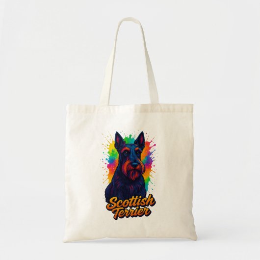 Lebendiges Schottischer Terrier Pop-Art-Design Tragetasche (Vorne)