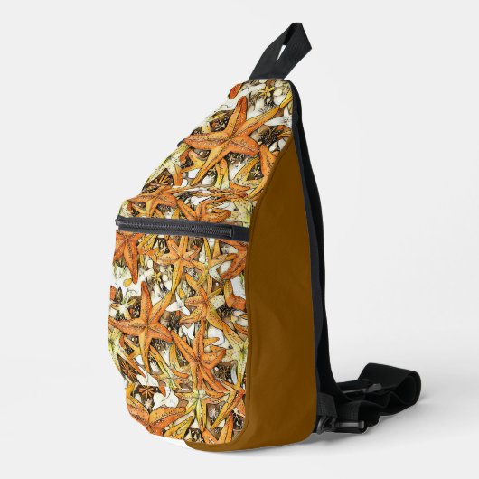 Lebendiges Seestern-Abstraktmuster-Design Crossbody Bag (Rechte Ecke)