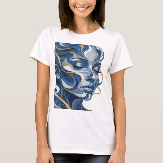 Lebendiges Silber ABSTRACT ART Statement Design v2 T-Shirt (Vorderseite)