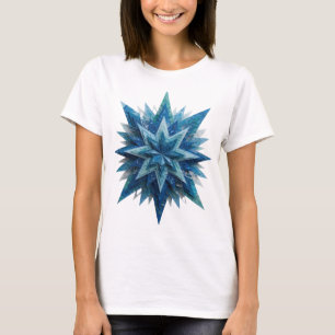 Lebendiges Silber BLAUER STERN Fettes Design T-Shirt