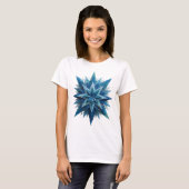 Lebendiges Silber BLAUER STERN Fettes Design T-Shirt (Vorne ganz)
