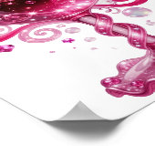 Lebendiges Silber PINK WEINGLAS Druck Poster (Ecke)
