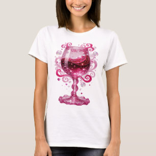 Lebendiges Silber PINK WEINGLAS Druck T-Shirt